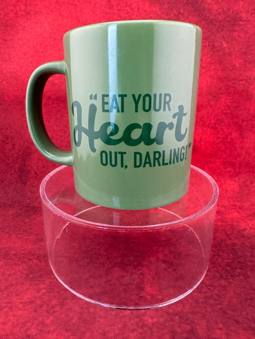 GREEN M&M MUG " EAT YOUR HEART OUT, DARLING" COFFEE CUP TEA 2020 FRNAKFORD CANDY